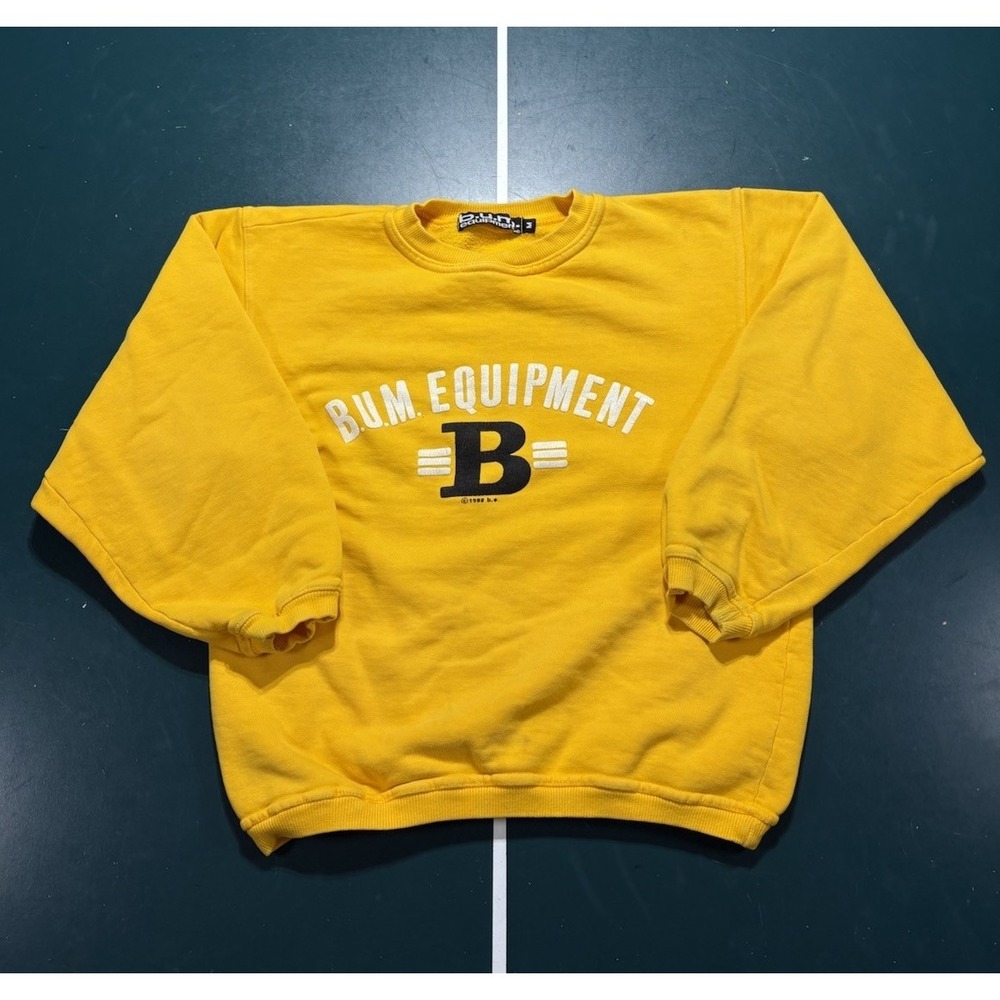 Vintage Bum Equipment Sweatshirt Women's Medium Yellow Crewneck Sweater 90s